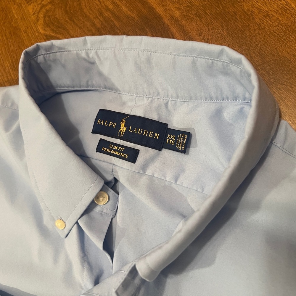 Polo Ralph Lauren Slim Fit Performance Shirt Mens XXL Light Blue Button Down - Picture 2 of 16